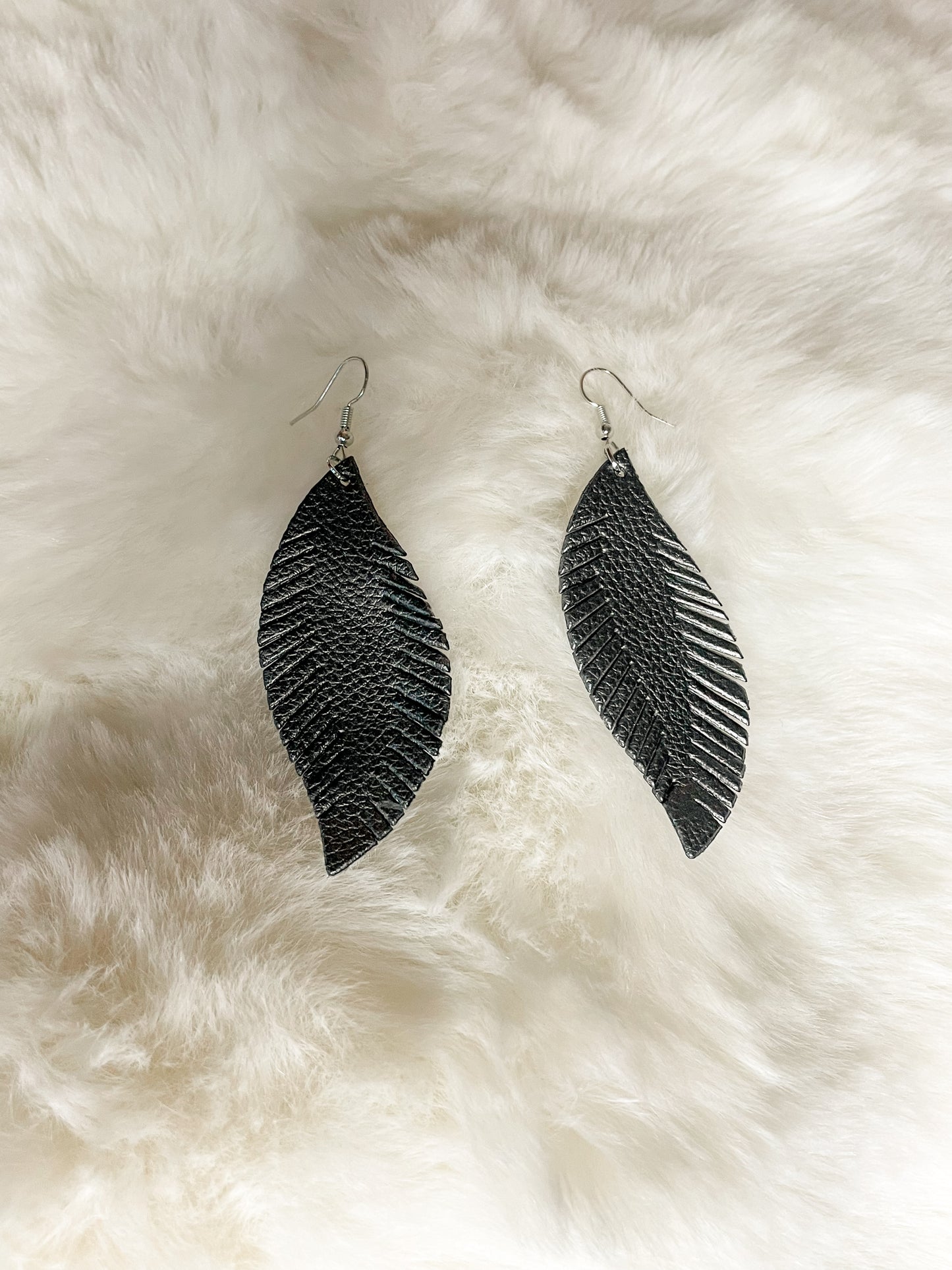 Feather Leather Earrings