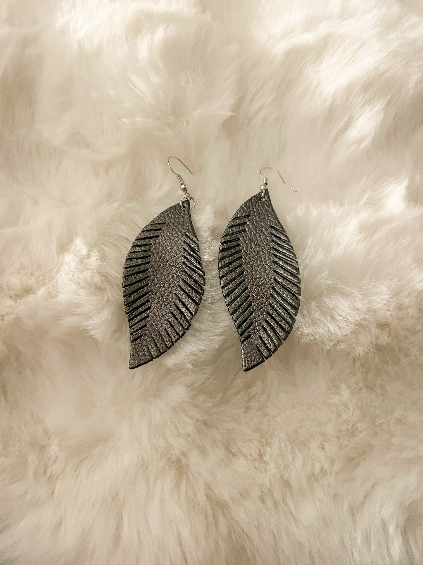 Feather Leather Earrings