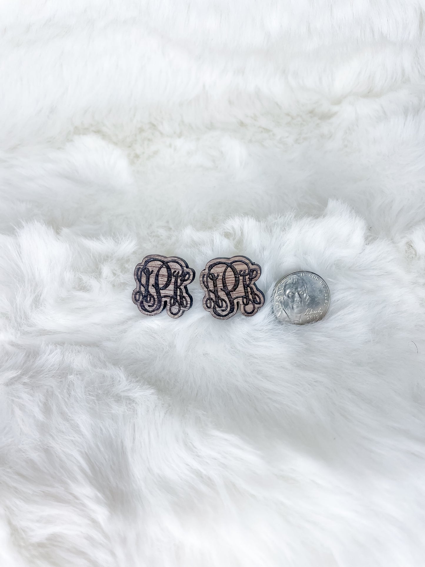 Vine Monogram Stud Earrings
