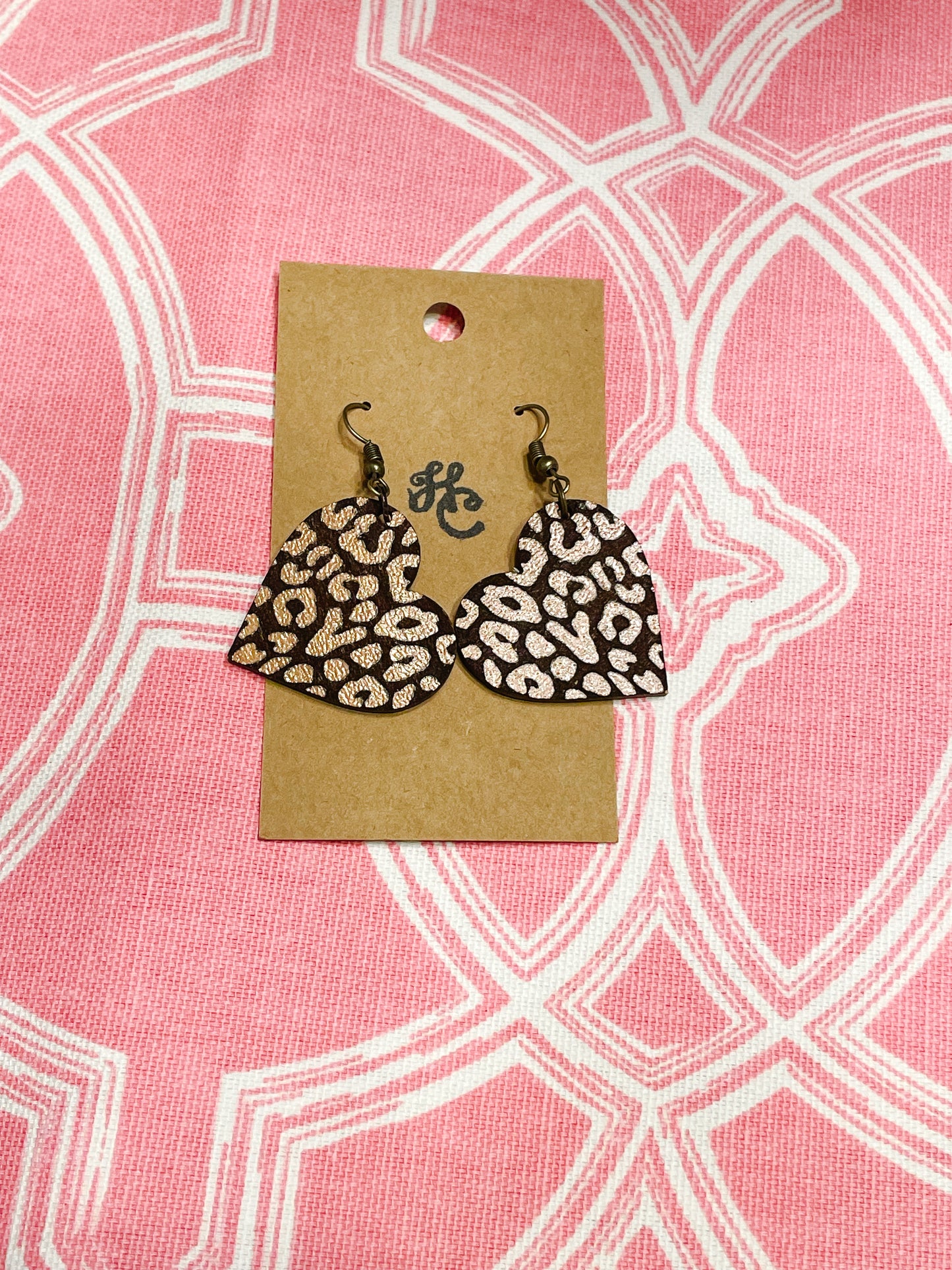 Leopard Heart Dangle Earrings