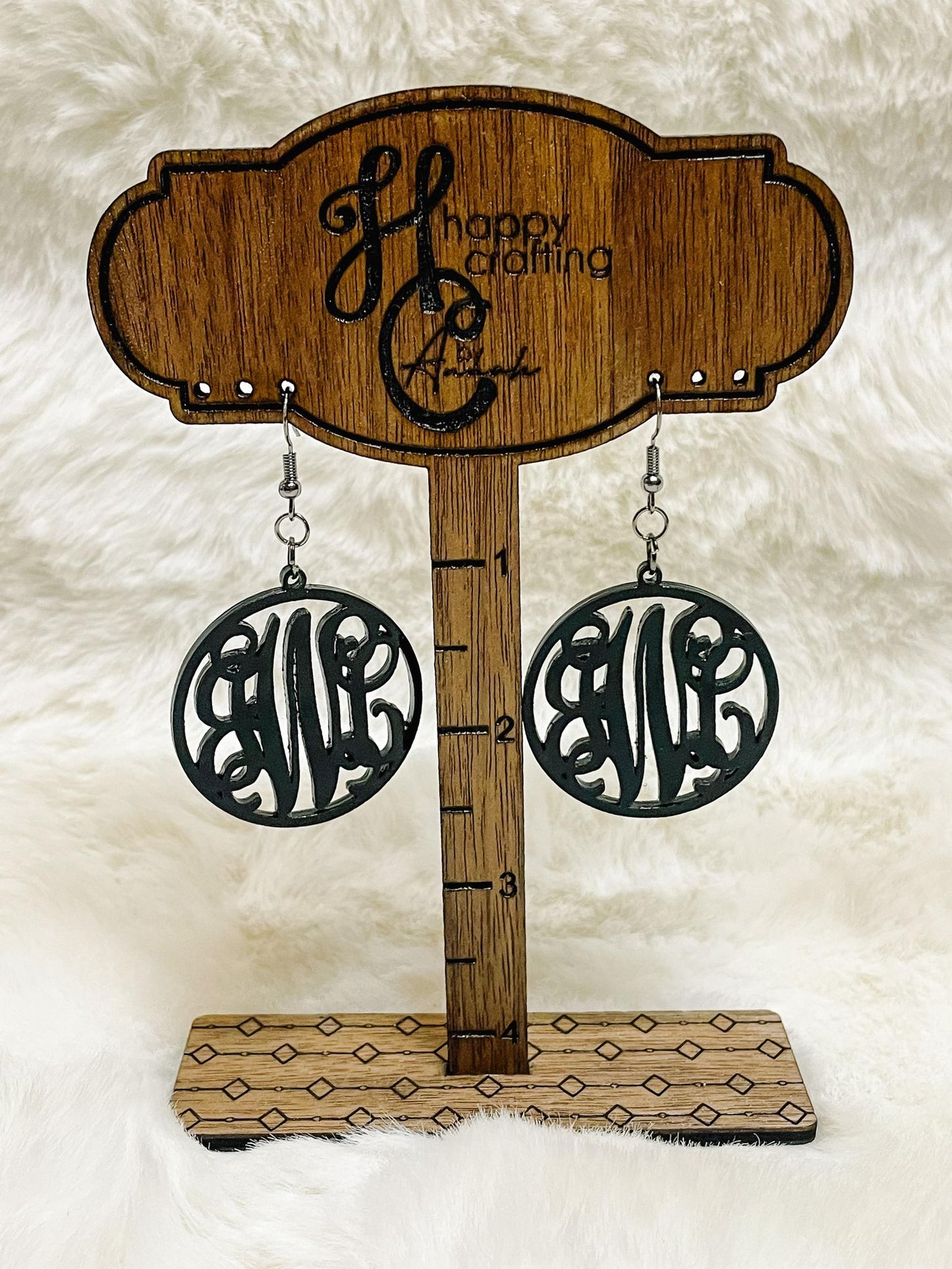Black Acrylic Monogrammed Earrings