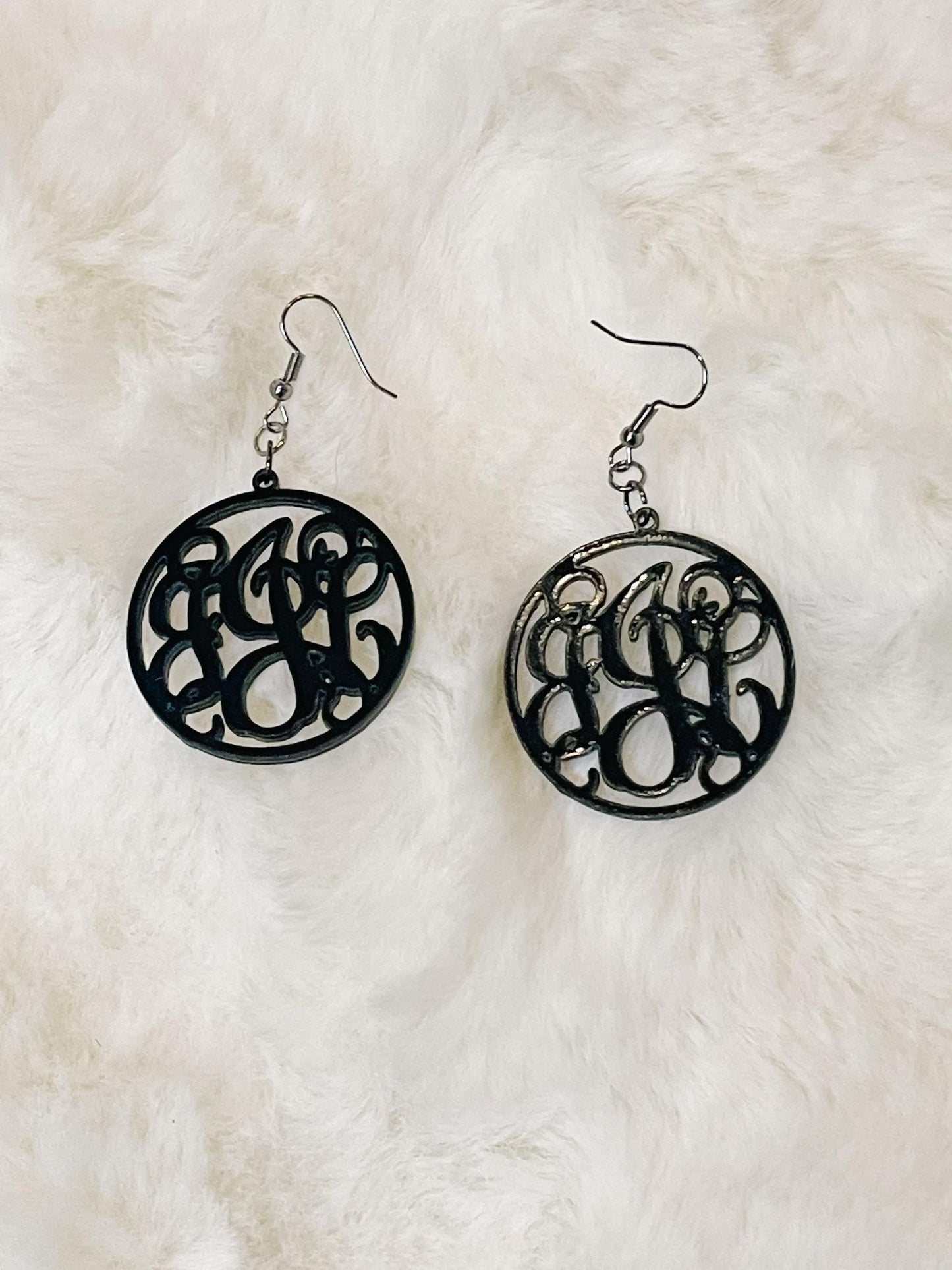 Black Acrylic Monogrammed Earrings