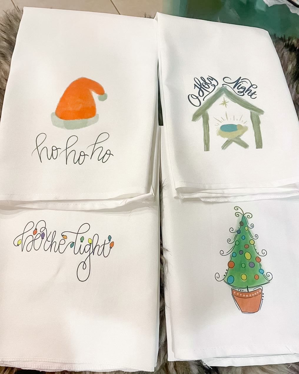 Hand Drawn Christmas Tea Towels