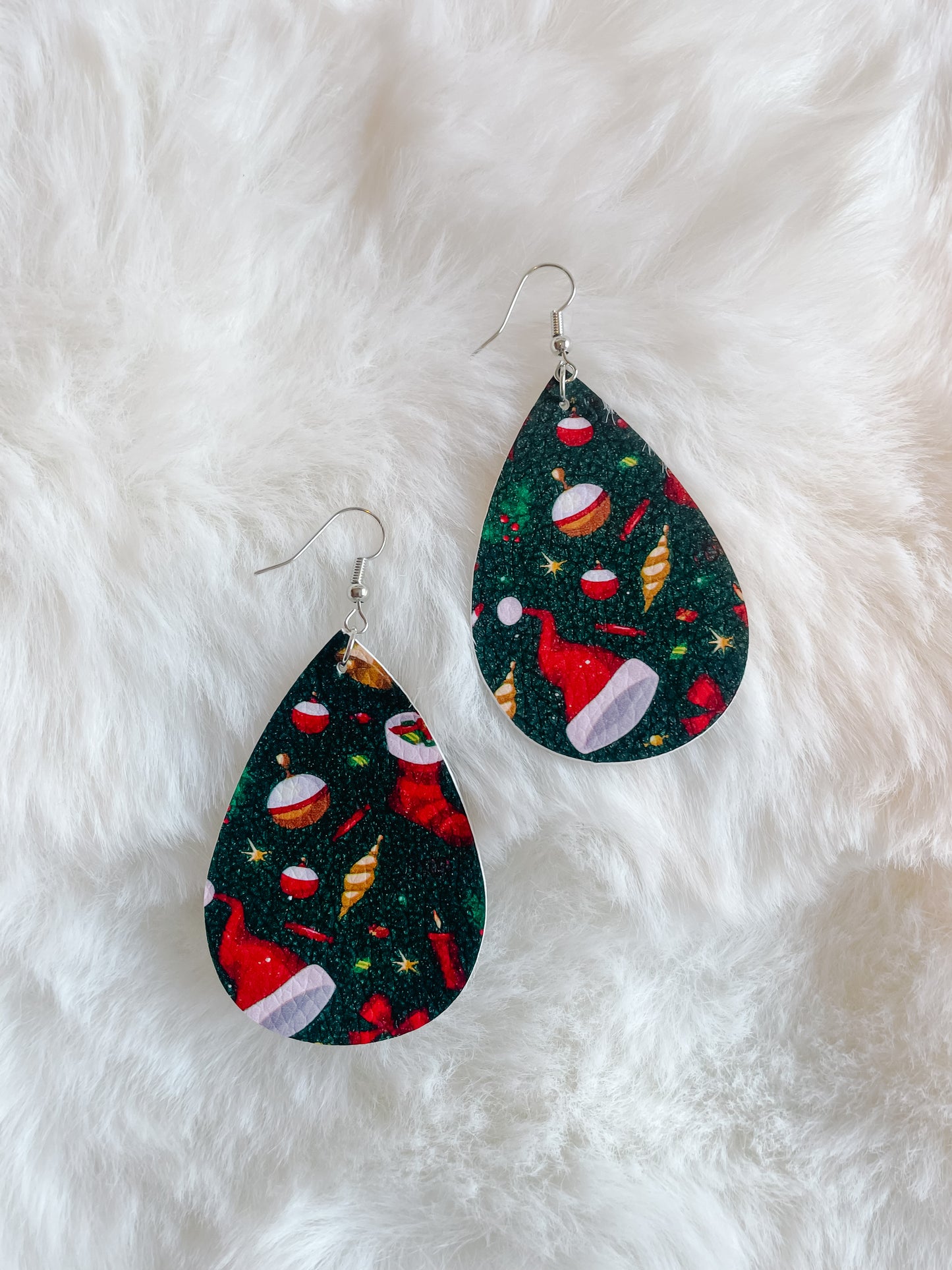 Christmas Faux Leather Earrings