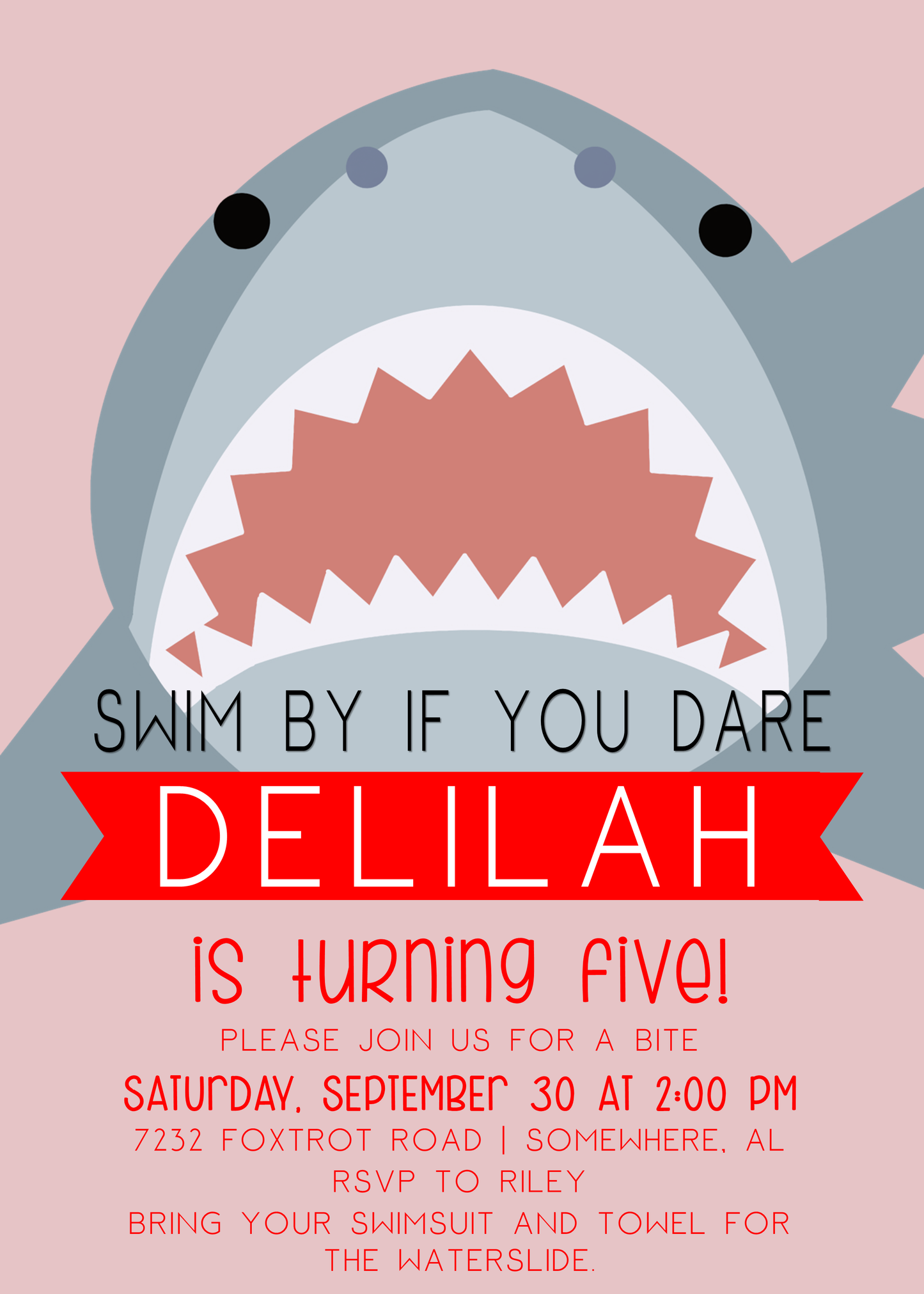 Shark Bite Birthday Invitation