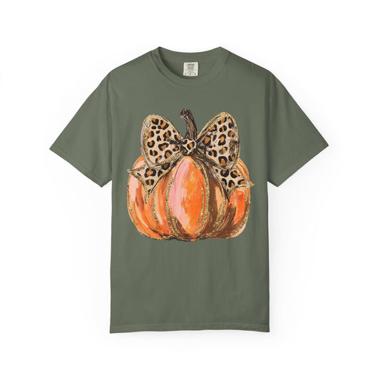 Leopard Bow Pumpkin T-Shirt — Cute Fall Halloween Tee