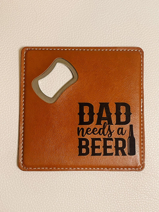 Leather Bottle Opener Coaster