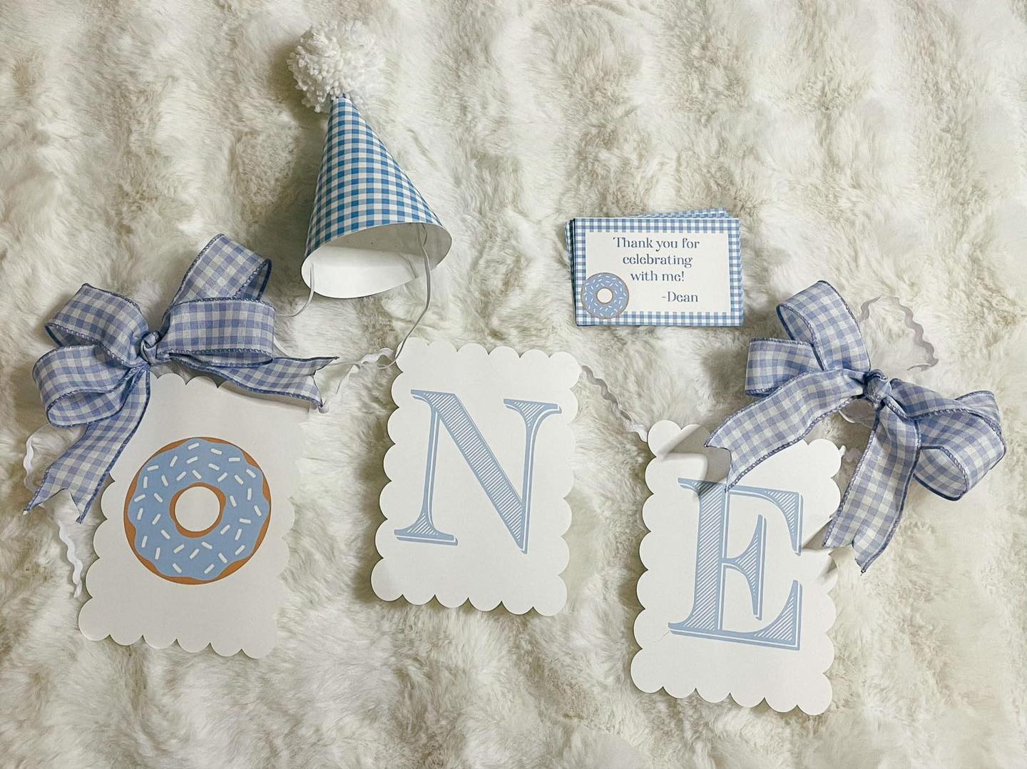 First Birthday Set (Banner, Hat, Thank You Cards)